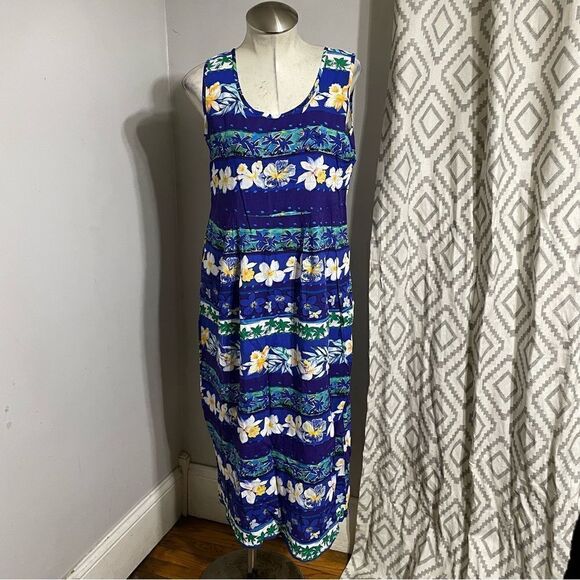 JAMS WORLD Hawaiian Vintage Orchid Row Purple Floral Sleeveless Dress sz Small - Picture 1 of 8